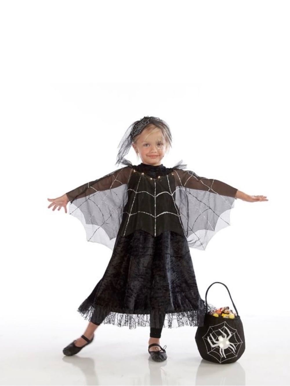 Pottery Barn Kids Light Up Black Spider Queen Costume